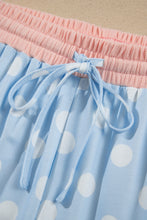 Load image into Gallery viewer, Pink Polka Dot Contrast Trim Long Sleeve Top Drawstring Shift Pants Set