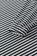 Load image into Gallery viewer, Brown Stripe Textured Knit Long Sleeve Top Elastic Waist Shorts Casual Outfit
