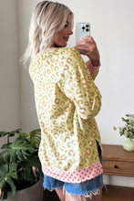 Load image into Gallery viewer, Pink Leopard Polka Dot Colorblock Trim Long Sleeve Top
