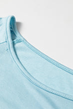 Load image into Gallery viewer, Light Blue Ruffled Short Sleeve Plus Size Casual Blouse