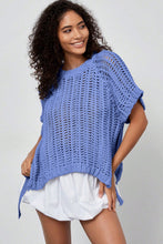 Load image into Gallery viewer, Pink Plus Size Open Knit Bow Tie Short Sleeve Sweater