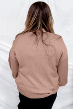 Load image into Gallery viewer, Dark Khaki Leopard Bow Embroidery Drop Shoulder Tunic Plus Size Sweater