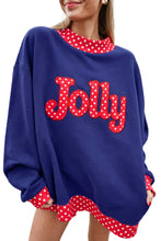 Load image into Gallery viewer, Fiery Red Polka Dot Letter Print Contrast Trim Mock Neck Sweatshirt