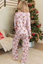 Load image into Gallery viewer, Pink Abstract Christmas Print Long Sleeve Two Piece Lounge Set