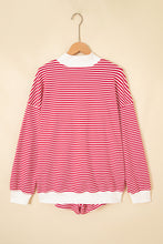 Load image into Gallery viewer, Red Stripe Oversize Mock Neck Sweatshirt and Shorts Set
