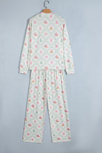 Load image into Gallery viewer, White Long Sleeve Patchwork Shift Christmas Daily Wear Lounge Set