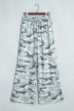 Load image into Gallery viewer, Green Camo Wide Leg Tie Elastic Waist Casual Pants