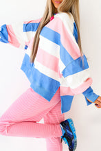 Load image into Gallery viewer, Pink Stripe Side Split Oversized Long Sleeve Top