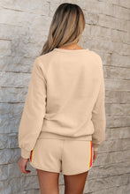 Load image into Gallery viewer, Bonbon Striped Accent Pullover and Shorts Two Piece Casual Set