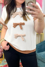 Load image into Gallery viewer, Apricot Bowknot Applique Plus Size Ribbed Top