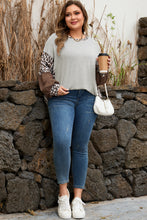 Load image into Gallery viewer, Gray Plus Size Leopard Color Block Patchwork Dolman Sweatshirt