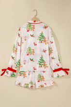 Load image into Gallery viewer, Pink Abstract Christmas Print Long Sleeve Two Piece Shift Lounge Set