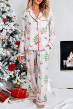 Load image into Gallery viewer, Pink Plaid Snowflake Christmas Gingerbread Man Print Long 2pcs Lounge Set