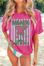 Load image into Gallery viewer, Rose Red Margaritas Made Me Do It Striped Graphic Beach Vacation Tee