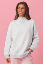 Load image into Gallery viewer, Light Grey High Neck Ribbed Cuff Hem Sweatshirt