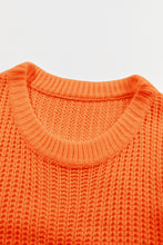 Load image into Gallery viewer, Orange Ribbed Knit Round Neck Slouchy Chunky Sweater