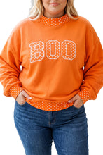 Load image into Gallery viewer, Tomato Red Casual Polka Dot Patchwork Letter Graphic Plus Size Sweatshirt