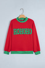 Load image into Gallery viewer, Fiery Red Polka Dot Letter Print Contrast Trim Mock Neck Sweatshirt