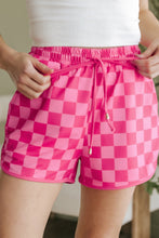 Load image into Gallery viewer, Black Checkered Drawstring Elastic Waist Casual Shorts