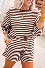 Load image into Gallery viewer, Grapefruit Orange Drop Shoulder Long Sleeve Pullover Elastic Waist Casual Short Set