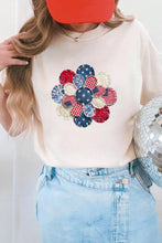 Load image into Gallery viewer, White Faux Patchwork Patriotic Flower Printed T Shirt