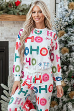 Load image into Gallery viewer, Multicolour Ho Ho Ho Print Long Sleeve Lounge Set