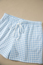 Load image into Gallery viewer, Yellow Gingham Loose Pullover Top Drawstring Shorts Plus Size Set