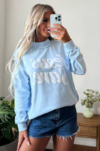 Load image into Gallery viewer, Mist Blue Jesus Saves Slogan Print Stand Neck Baggy Sweatshirt