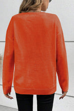 Load image into Gallery viewer, Black Boo Knitted Pattern Ribbed Edge Drop Shoulder Sweater