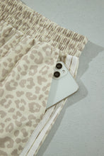 Load image into Gallery viewer, Pink Leopard Print Varsity Striped Detail 3/4 Sleeve Top Shift Pant Set