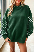 Load image into Gallery viewer, Orange Polka Dot Contrast Round Neck Long Sleeve Baggy Sweatshirt