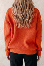 Load image into Gallery viewer, Orange Drop Shoulder Long Sleeve Round Neck Halloween Sweater