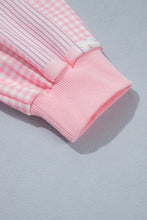 Load image into Gallery viewer, Light Pink Patchwork Floral Print Drop Shoulder Baggy Pullover Drawstring Shorts Set