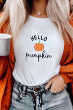 Load image into Gallery viewer, White Embroidered Pumpkin Slogan Short Sleeve T-Shirt