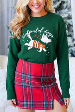 Load image into Gallery viewer, Blackish Green Abstract Dog Embroidery Christmas Fashion Round Neck Sweater