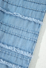 Load image into Gallery viewer, Dusk Blue Ruffled Hem Wide Leg Chambray Pants
