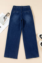 Load image into Gallery viewer, Dirty blue Daily Fashion Straight Leg Mid-rise Shift Jeans