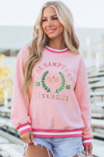 Load image into Gallery viewer, Pink Embroidered Tennis Club Crew Neck Pullover Sweatshirt