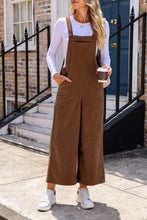 Load image into Gallery viewer, Brown Solid Color Corduroy Wide Leg Bib Overalls