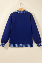 Load image into Gallery viewer, Dark Blue Colorblock Polka Dot Contrast Trim Oversized Sweatshirt