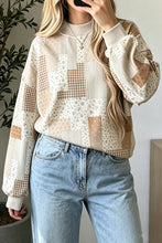 Load image into Gallery viewer, Sky Blue Patchwork Floral Print Mock Neck Long Sleeve Sweatshirt