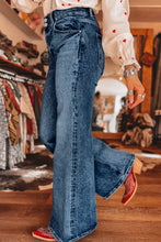Load image into Gallery viewer, Sail Blue Acid Wash Pocket Detail Flare Jeans
