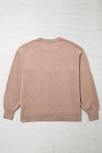 Load image into Gallery viewer, Dark Khaki Leopard Bow Embroidery Drop Shoulder Tunic Plus Size Sweater
