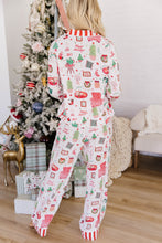 Load image into Gallery viewer, White Striped Holiday Long Sleeve Two Piece Shift Home Wear Lounge Set