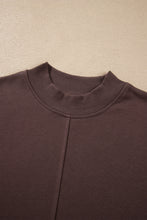 Load image into Gallery viewer, Coffee Solid Color Piping Trim Mock Neck Pullover Drawstring Pants Set
