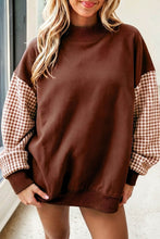 Load image into Gallery viewer, Pink Plaid Sleeve Colorblock Loose Tunic Sweatshirt