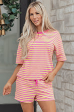 Load image into Gallery viewer, Rose Stripe Drop Shoulder Boxy Casual Terry Short Set