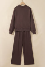 Load image into Gallery viewer, Coffee Solid Color Piping Trim Mock Neck Pullover Drawstring Pants Set