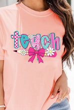 Load image into Gallery viewer, Pink Preppy Retro Checkered Coquette Teach Graphic T-Shirt