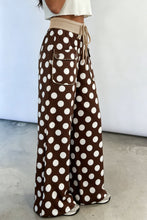 Load image into Gallery viewer, Brown Polka Dot Drawstring Pocket Wide Leg Pants